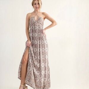 The ESME Floret Halter Maxi Dress